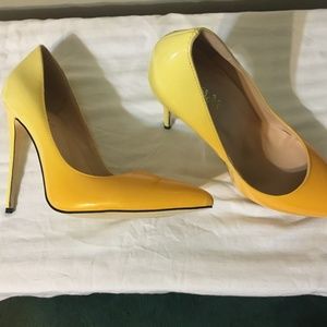 AOOAR Yellow Stiletto Pumps 8M US